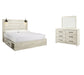 Cambeck  Panel Bed With 2 Storage Drawers With Mirrored Dresser