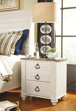 Load image into Gallery viewer, Willowton King Panel Bed with Mirrored Dresser and Nightstand
