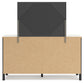 Cadmori King Upholstered Panel Bed with Mirrored Dresser, Chest and Nightstand