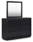 Londer King Panel Bed with Mirrored Dresser