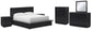 Londer California King Panel Bed with Mirrored Dresser, Chest and 2 Nightstands
