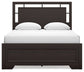 Covetown Queen Panel Bed with Mirrored Dresser, Chest and Nightstand