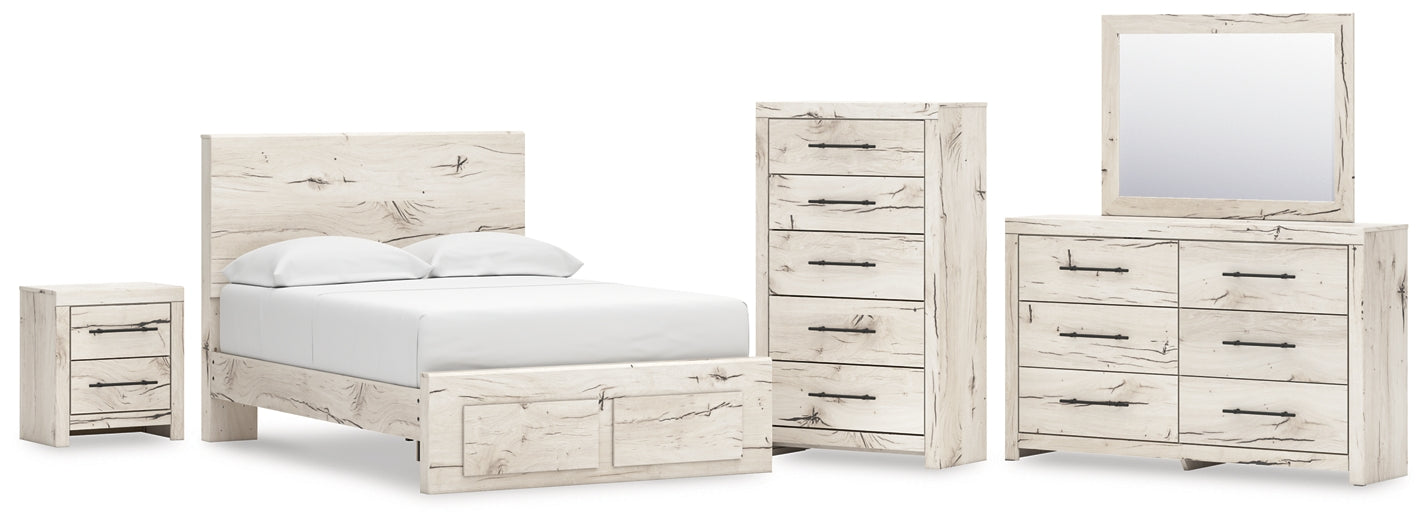 Lawroy Full Panel Storage Bed with Mirrored Dresser, Chest and Nightstand