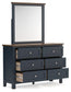 Landocken Full Panel Headboard with Mirrored Dresser