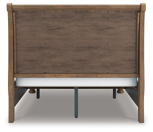 Feddinger Queen Storage Sleigh Bed with Mirrored Dresser and Nightstand