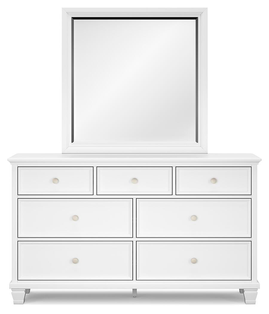 Fortman Twin Panel Bed with Mirrored Dresser