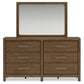 Cabalynn California King Upholstered Bed with Mirrored Dresser and Nightstand