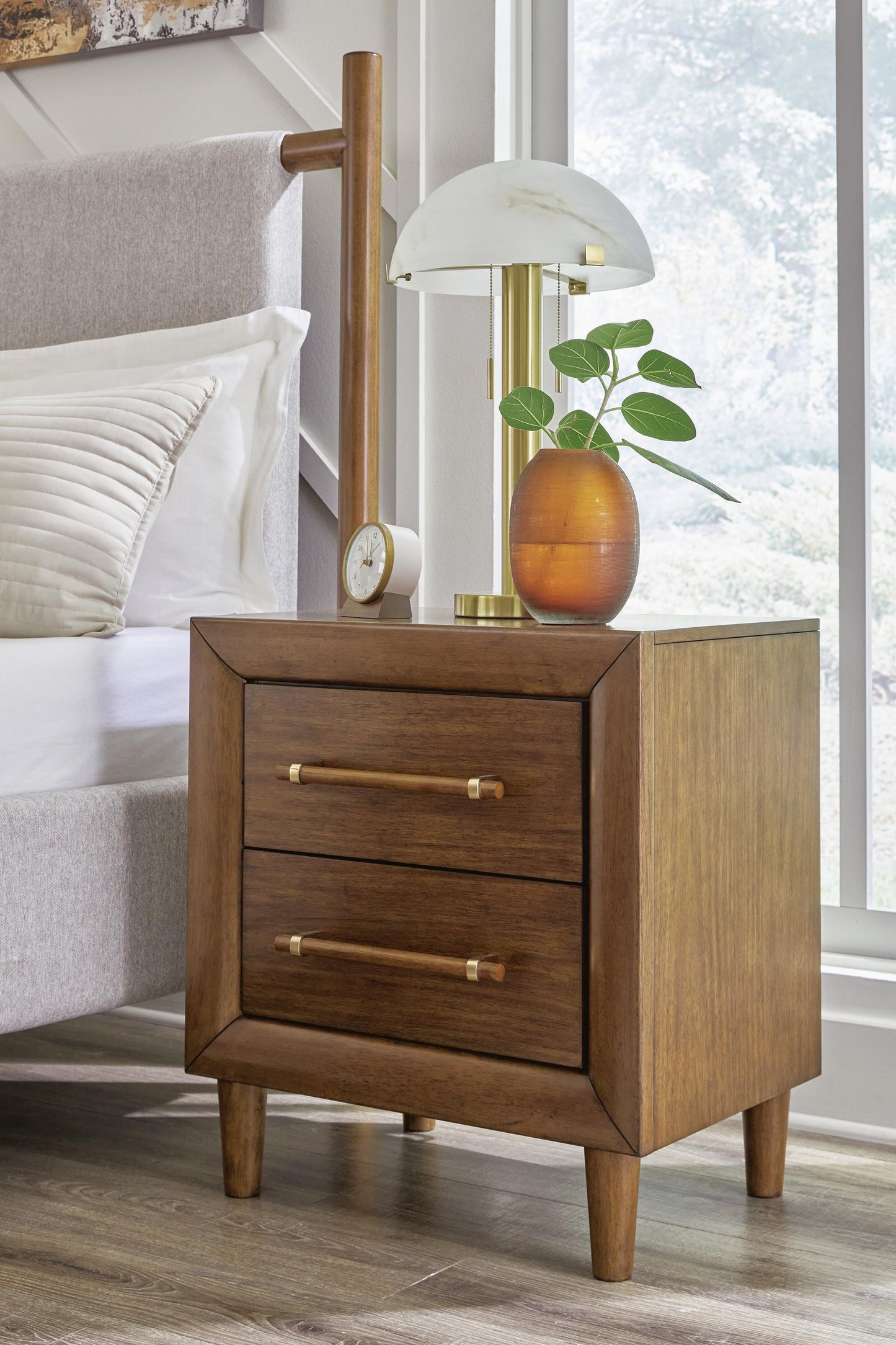 Lyncott California King Upholstered Bed, Dresser, Mirror, Chest and Nightstand