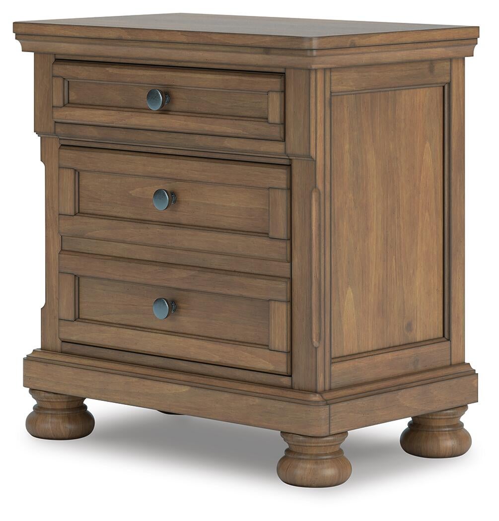Vandenmore California King Storage Sleigh Bed with Mirrored Dresser and Nightstand