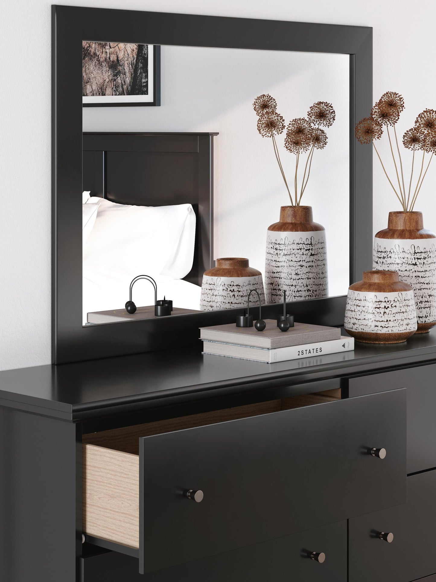 Maribel Queen Panel Bed, Dresser and Mirror