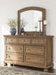 Vandenmore Queen Storage Sleigh Bed with Mirrored Dresser, Chest and Nightstand