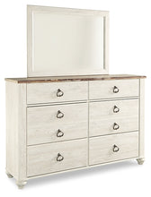 Load image into Gallery viewer, Willowton / Panel Headboard With Mirrored Dresser And 2 Nightstands
