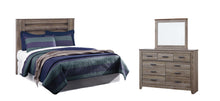 Load image into Gallery viewer, Zelen King/California King Panel Headboard with Mirrored Dresser
