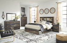 Load image into Gallery viewer, Drystan Queen Bookcase Bed with 4 Storage Drawers with Mirrored Dresser, Chest and 2 Nightstands

