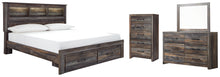 Load image into Gallery viewer, Drystan  Bookcase Bed With 2 Storage Drawers With Mirrored Dresser And Chest
