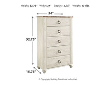 Load image into Gallery viewer, Willowton Queen/Full Panel Headboard with Mirrored Dresser, Chest and 2 Nightstands
