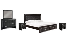 Load image into Gallery viewer, Kaydell King Panel Bed with Storage with Mirrored Dresser and 2 Nightstands
