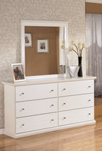 Load image into Gallery viewer, Bostwick Shoals Full Panel Headboard with Mirrored Dresser and Chest
