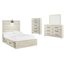 Load image into Gallery viewer, Cambeck Full Panel Bed with 4 Storage Drawers with Mirrored Dresser and Chest
