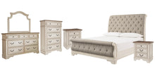 Load image into Gallery viewer, Realyn Queen Sleigh Bed with Mirrored Dresser, Chest and 2 Nightstands
