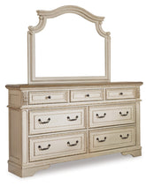 Load image into Gallery viewer, Realyn California King Upholstered Panel Bed with Mirrored Dresser
