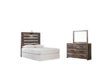 Load image into Gallery viewer, Drystan Twin Panel Headboard with Mirrored Dresser
