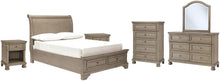 Load image into Gallery viewer, Lettner Full Sleigh Bed with Mirrored Dresser, Chest and 2 Nightstands
