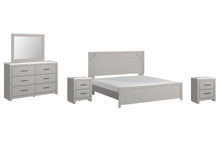 Load image into Gallery viewer, Cottonburg King Panel Bed with Mirrored Dresser and 2 Nightstands
