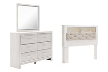 Load image into Gallery viewer, Altyra Queen Bookcase Headboard with Mirrored Dresser
