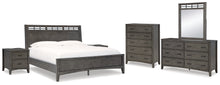 Load image into Gallery viewer, Montillan Queen Panel Bed with Mirrored Dresser, Chest and 2 Nightstands

