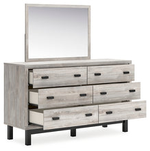 Load image into Gallery viewer, Vessalli Queen Panel Bed with Mirrored Dresser and Nightstand

