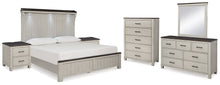 Load image into Gallery viewer, Darborn King Panel Bed with Mirrored Dresser, Chest and 2 Nightstands
