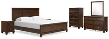 Load image into Gallery viewer, Danabrin California King Panel Bed with Mirrored Dresser, Chest and 2 Nightstands
